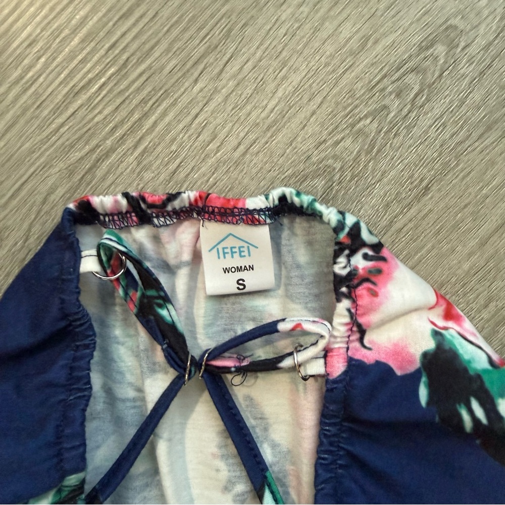 Floral Maxi Dress with Pink and Green Accents - Picture 2 of 2